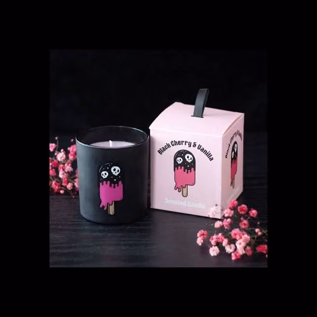 KDMD Black Cherry and Vanilla Scented Glass Candle with 28 Hour Burn Time – 1