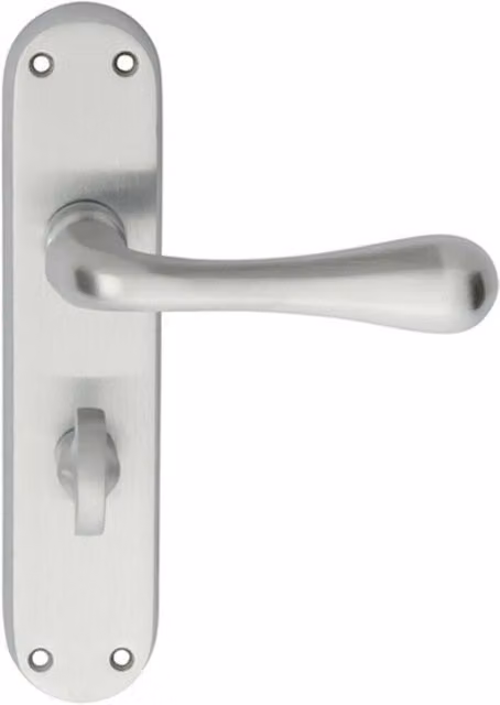 Loops Pair of Smooth Round Bar Handles on Bathroom Backplate, Satin Chrome, 185 x 40 mm