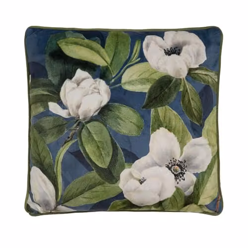 Soiree Alaya Floral Velvet Filled Cushion in Petrol Blue, W/D/H: 43 x 43 x 43 cm – 3