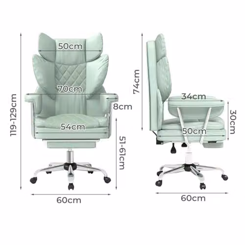 Levede Ergonomic Executive Office Chair in Light Green with Footrest, Lumbar Support and Headrest, PU Leather Swivel Computer Chair for Big and Tall Users – 2