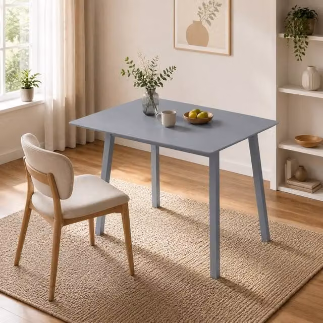 STILVORA Grey Drop Leaf Dining Table for Four in Pine Wood – 1