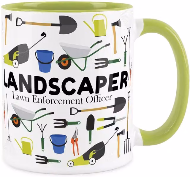 Purely Home Novelty Landscaper Ceramic Mug, Green, 325 ml