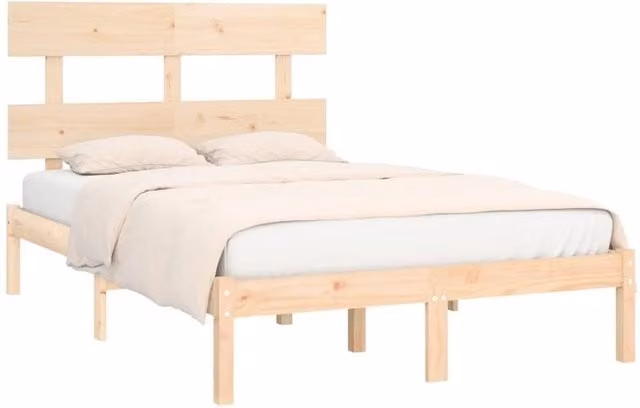 Berkfield Home Beautiful Solid Wood Pine Bed Frame in Beige, W: 160 cm, L: 200 cm