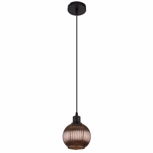Globo Lighting Modern Sphere Pendant Lamp in Black and Bronze with Transparent Glass – 1