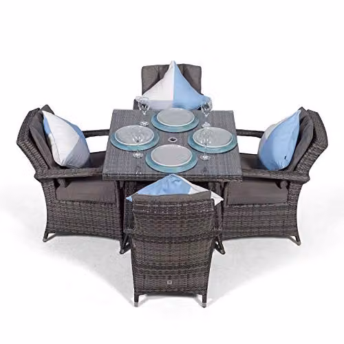 Giardino Arizona 4 Seater Rattan Garden Dining Set in Grey and Brown with Metal Frame – 4