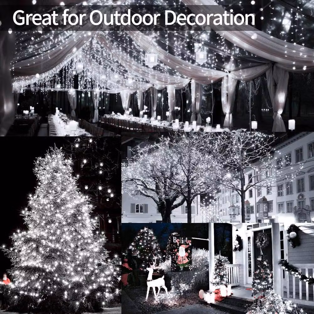 Garwarm White LED Christmas Fairy String Lights for Outdoor Use – 8