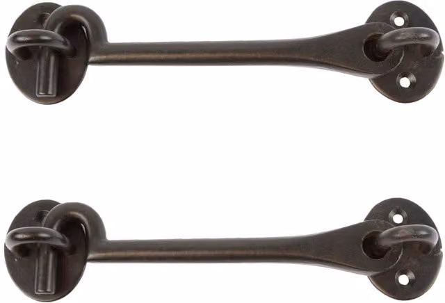 Hammer and Tongs Rustic Iron Cabin Hook and Eye, Matt Black, Pack of 2, Width: 16.5 cm
