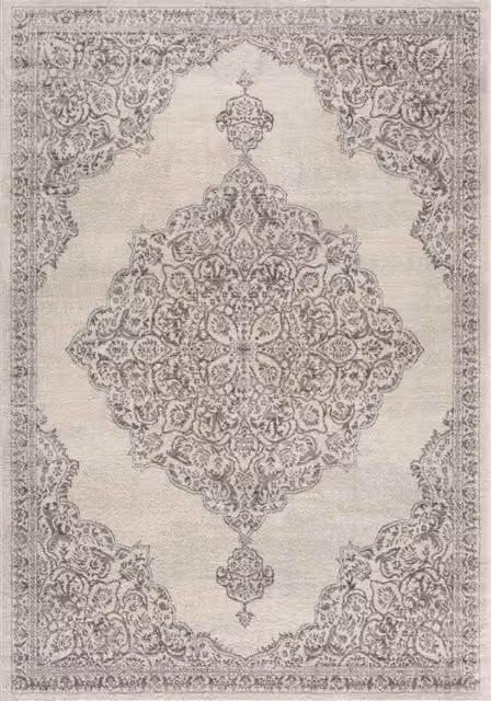 THE RUGS Montana Medallion Cream & Grey Living Room Area Rug, W: 200 cm, D: 290 cm
