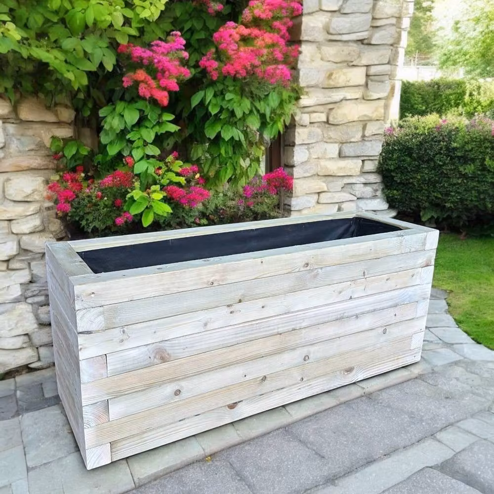 CW Bespoke Norfolk Outdoor Wood Planter in Brown, W: 60 cm, D: 120 cm, H: 60 cm – 2