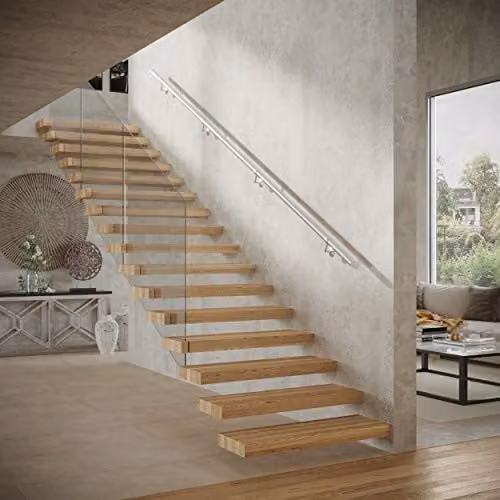 Rothley Matt Stainless Steel Wall Mounted Staircase Handrail Kit in Black or Silver