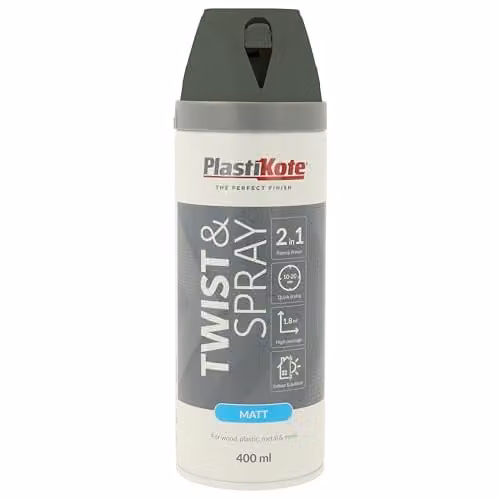 Plastikote Twist & Spray Matt Paint in Quartz Grey, 400ml