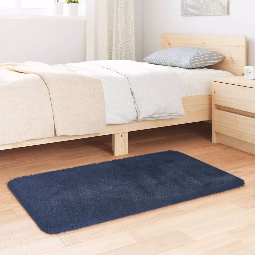 Berkfield Home NAVARRA Navy Blue Shaggy High Pile Polyester Rug, W: 60 cm, L: 100 cm – 2