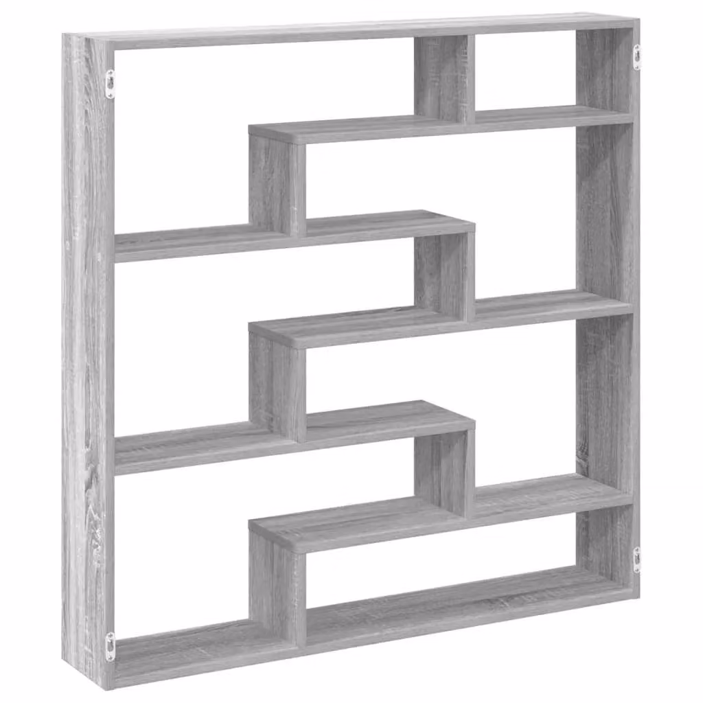 Berkfield Home Wall Mounted 7 Compartment Cube Shelf in Grey Sonoma Matt Engineered Wood – 2