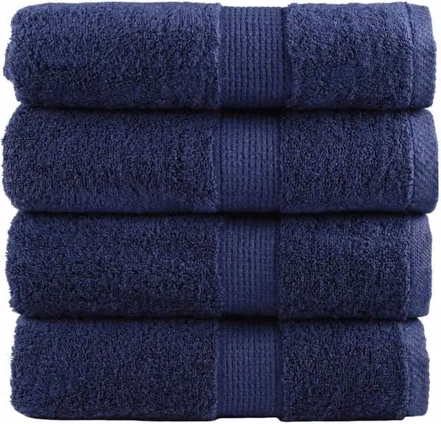 Berkfield Home SOLUND Premium Cotton Terry Guest Towels, 4 Pack, Navy Blue, W: 30 cm x H: 50 cm, 600gsm – 1
