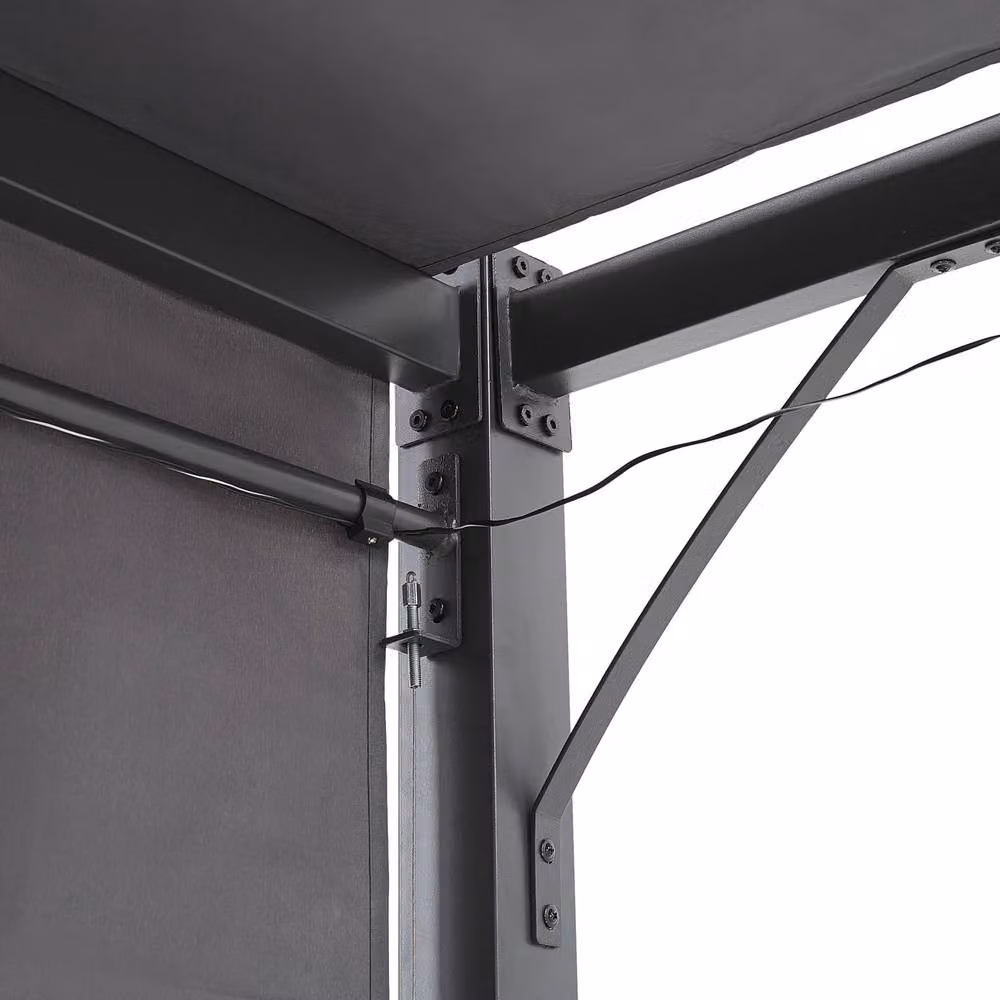 Wyld and Coco Grey Powder Coated Steel Pergola with Sliding Canopy and Solar LED Lights W/D/H: 310 x 310 x 215 cm – 3
