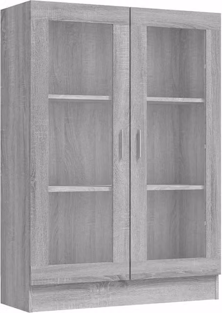 Berkfield Home Vitrine Cabinet in Grey Sonoma with Glass Doors, W: 82.5 cm, D: 30.5 cm, H: 115 cm