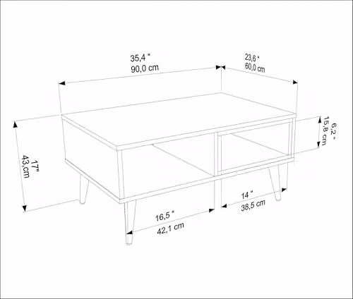 DECOROTIKA Oberon Rectangular Design Coffee Table in Oud and White, W/D/H: 90 x 60 x 43 cm – 2