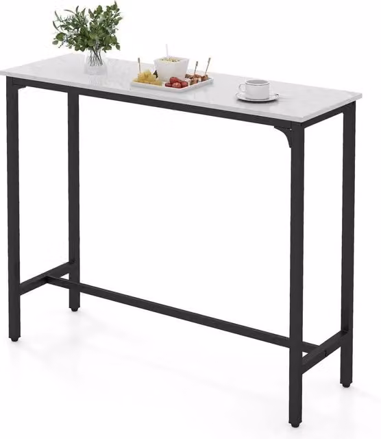 Kelvenix Industrial White Glossy Metal Bar Table – 1