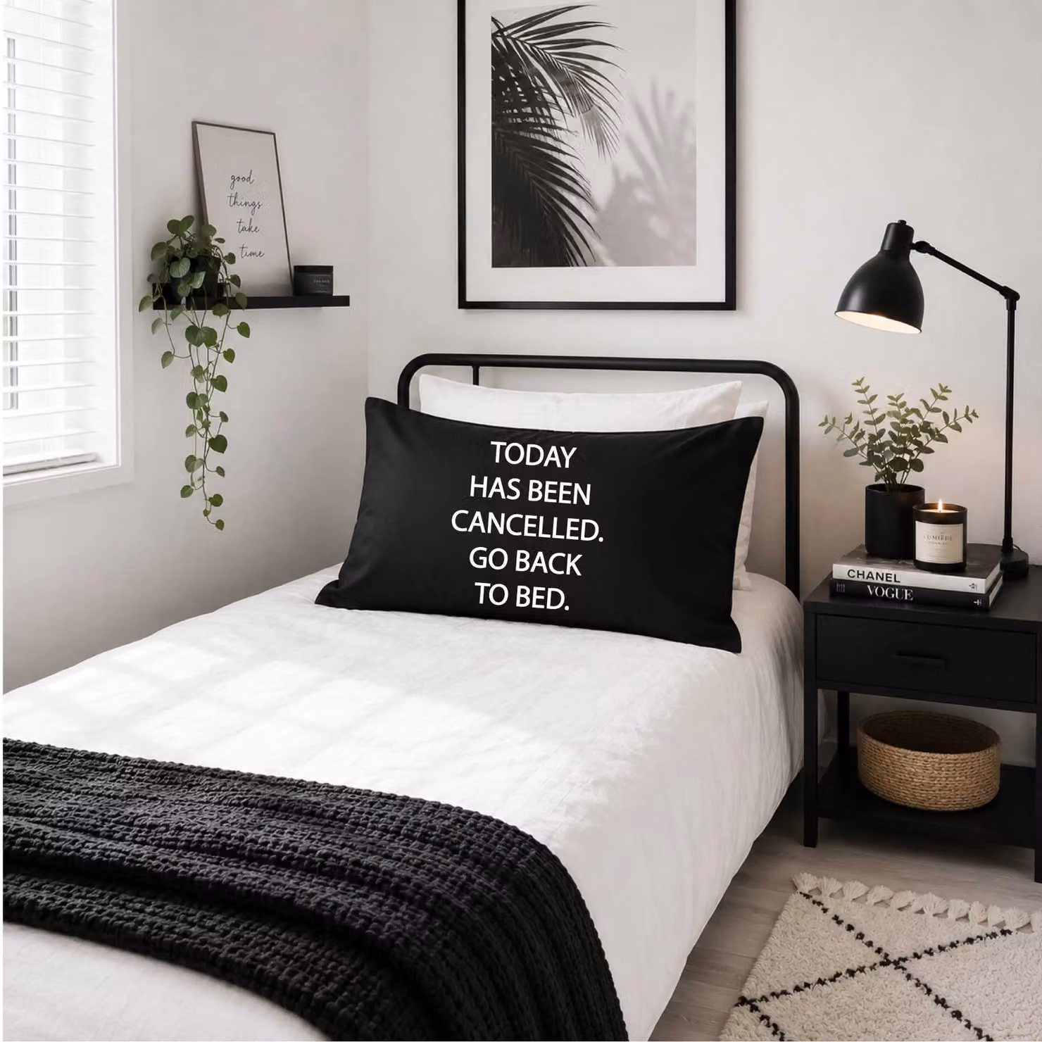 60 Second Makeover Black Today Has Been Cancelled Go Back To Bed Novelty Cotton Pillowcase – 2