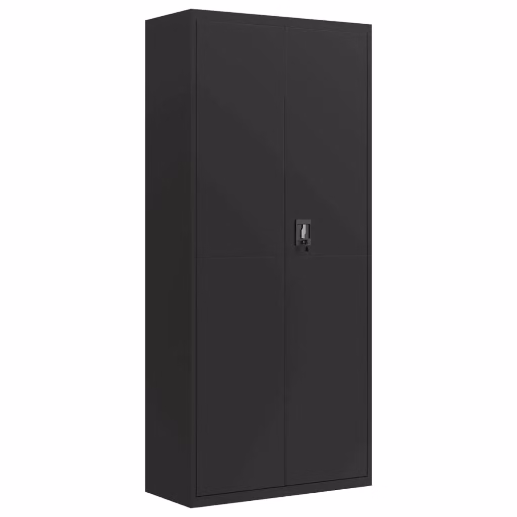 Berkfield Home Black Metal File Cabinet with Hinged Doors and Adjustable Shelves, W/D/H: 90 x 40 x 200 cm – 2
