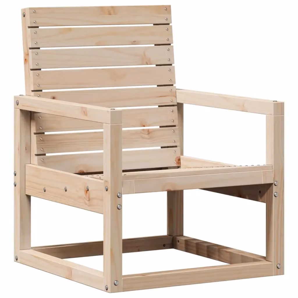 Berkfield Home Rustic Brown Solid Wood Pine Garden Chair W: 57.5 cm, D: 63 cm, H: 76 cm – 2