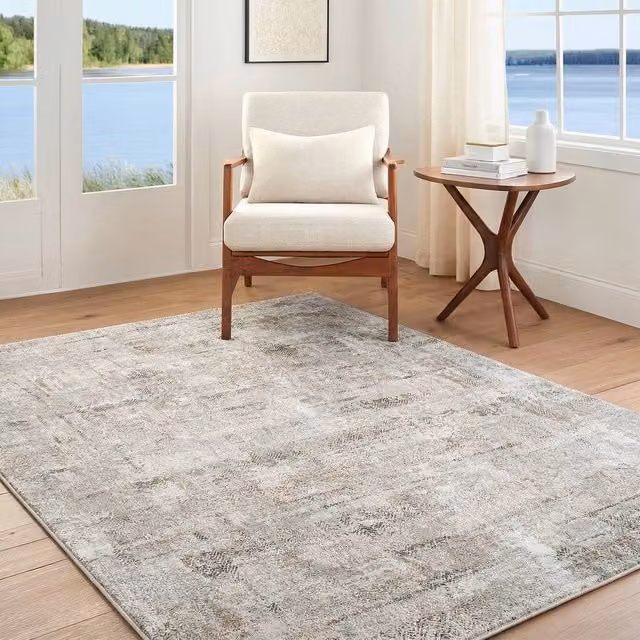 Livabliss Brunswick Modern Abstract Grey and Brown Marble Effect Living Room Rug with Fringes, W: 150 cm, D: 230 cm