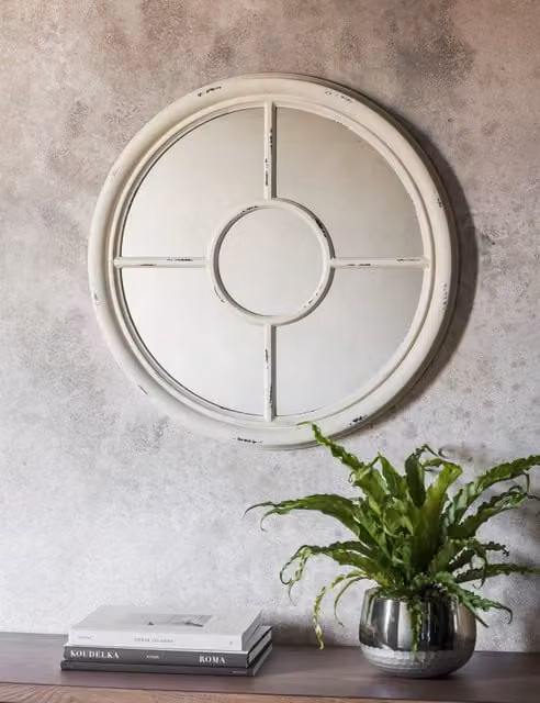 Gallery Direct Somerford Round Glass Wall Mirror in White