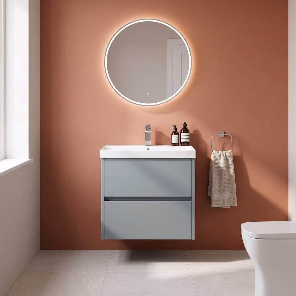 Balterley Chartley 2 Drawer Wall Hung Vanity Basin Unit, Coastal Grey, Width: 60 cm – 2