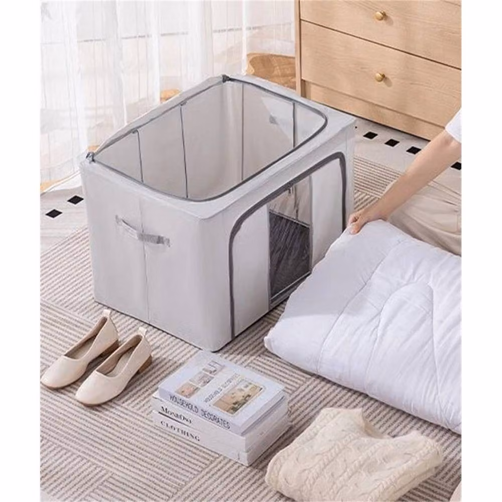 VOGREX 66L Foldable Oxford Cloth Storage Box with Steel Frame, Grey – 2