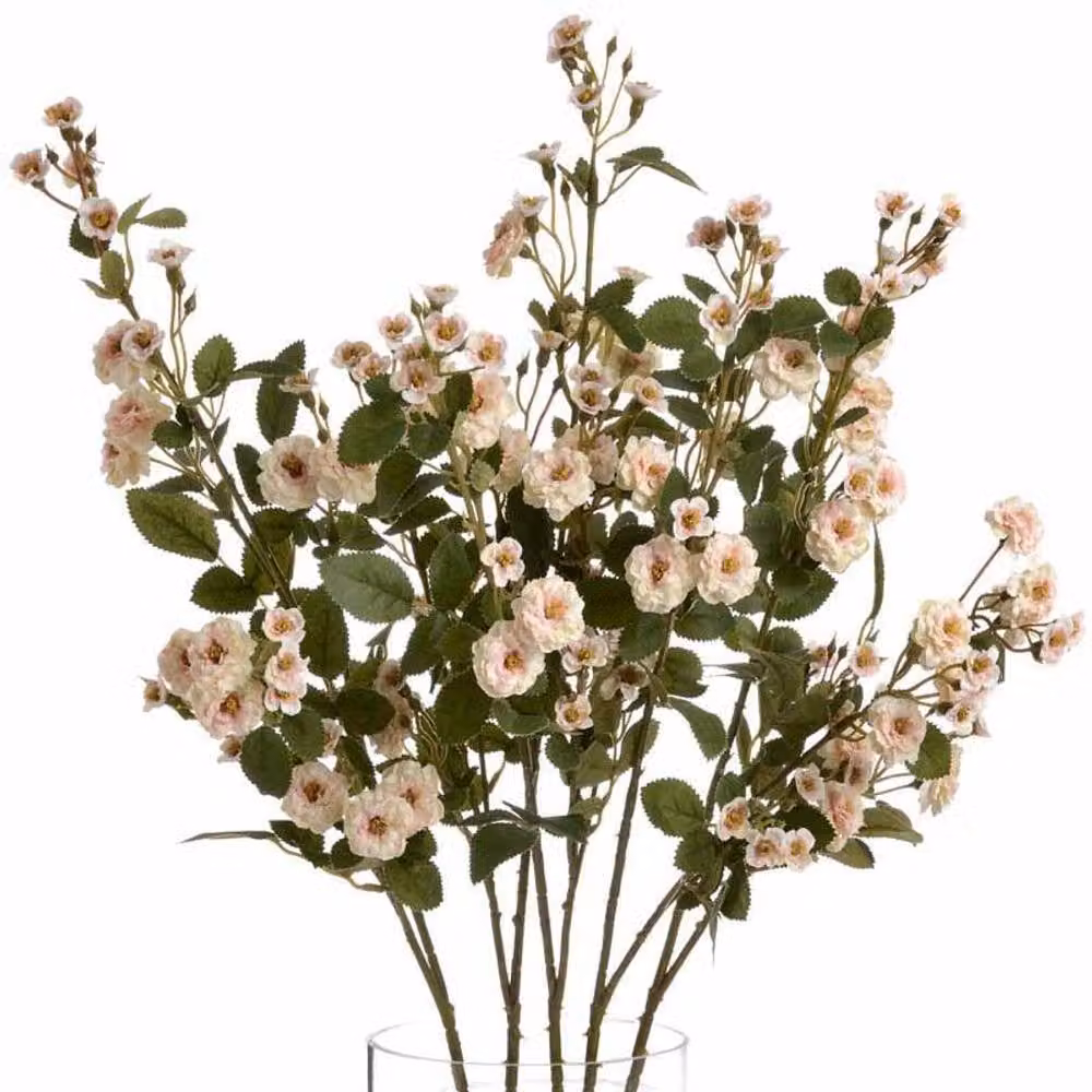 Lemon Pavilion Wild Meadow Rose Artificial Flower in Beige, W15 x D15 x H74 cm – 2