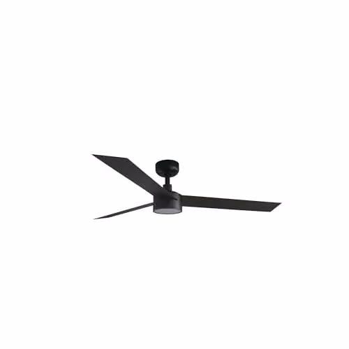Faro Barcelona Cruiser LED Ceiling Fan in Black with Light and Thermostat, 132 cm