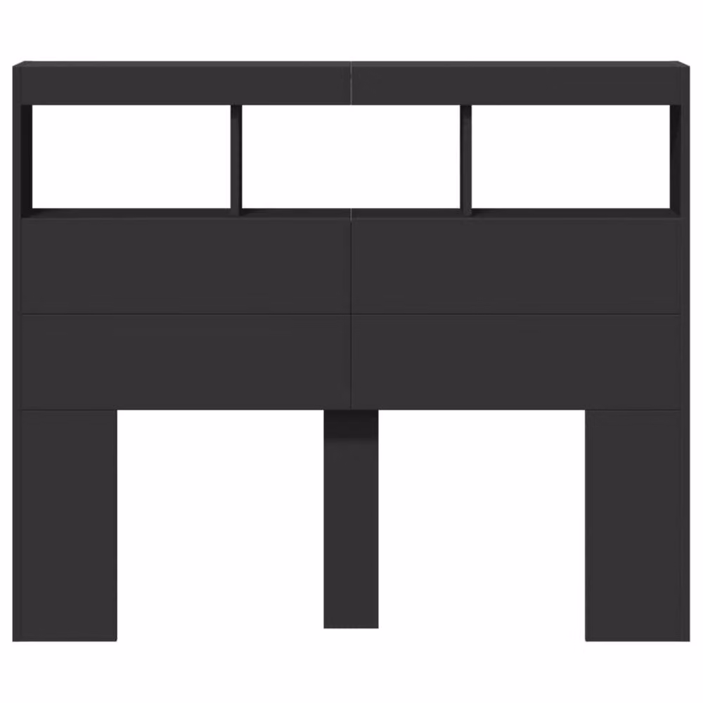 Berkfield Home Headboard Cabinet with Integrated LED Lighting and Shelf, Black, W/D/H: 120 x 17 x 102 cm – 5