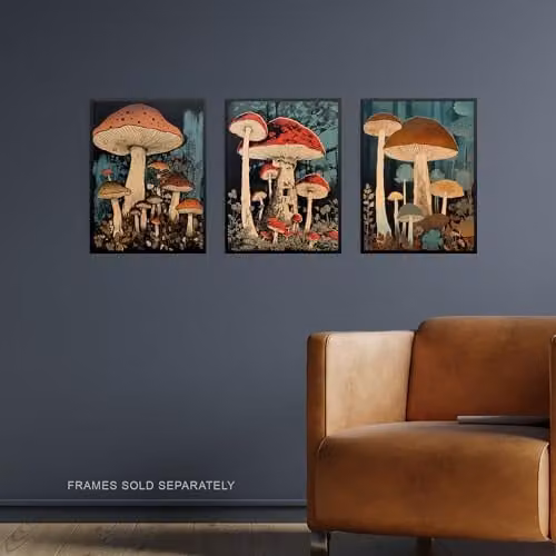 Artery8 Set of 3 Cep Mushroom Botanical Illustration Paper Poster Prints, Multicolour, W: 21.0 cm, H: 29.7 cm – 2