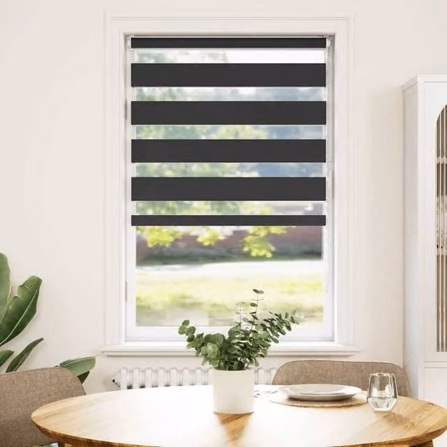 Berkfield Home Black Zebra Day and Night Blind with Polyester Fabric, W: 70 cm, H: 150 cm