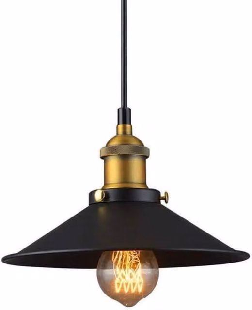 COMELY Industrial Metal Black Pendant Chandelier with Adjustable Height and E27 Filament Bulb Compatibility – 1