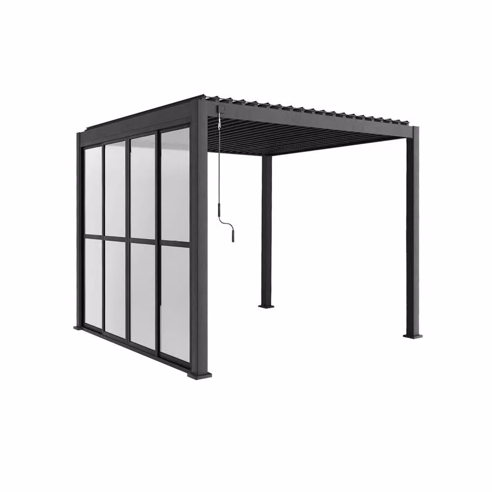 Sweekeet Aluminium Sliding Door 3m for Triomphe Pergola in Dark Grey Anthracite – 2