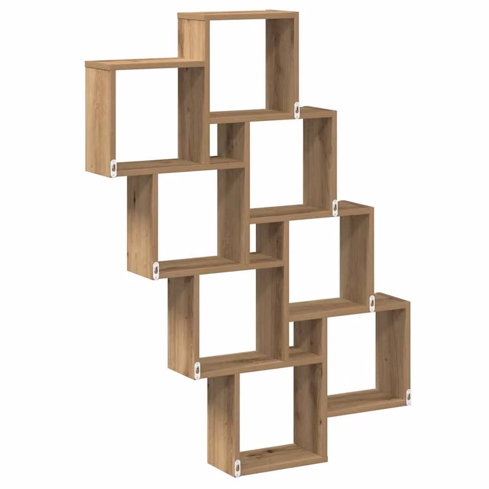 Berkfield Home Artisan Oak Wall Mounted Cube Shelf, Brown, W: 90 cm, D: 15 cm, H: 119.5 cm – 3