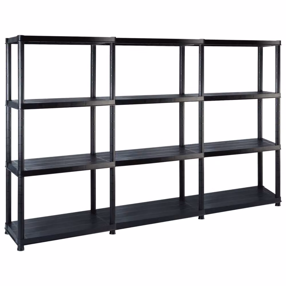 Berkfield Home 4-Tier Plastic Storage Shelf, Black, H 183 x W 130 x D 30.5 cm – 2