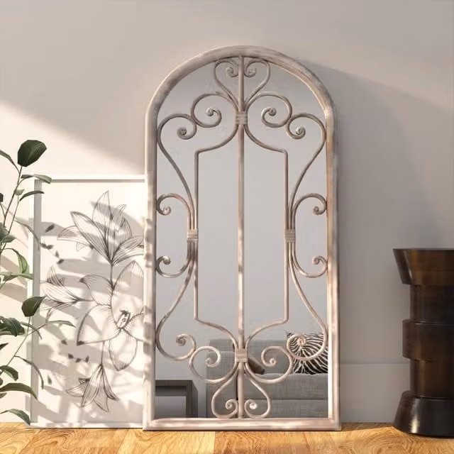 Berkfield Home Sand Rectangular Wall Mirror in Beige Metal, W: 70 cm, H: 30 cm – 1