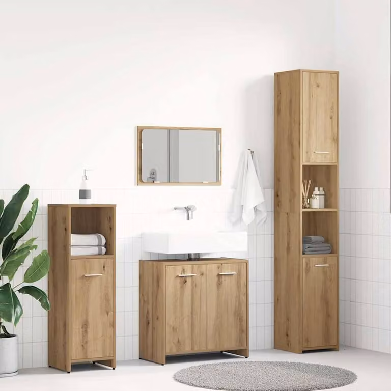 Berkfield Home 4 Piece Modern Bathroom Furniture Set in Artisan Oak Brown