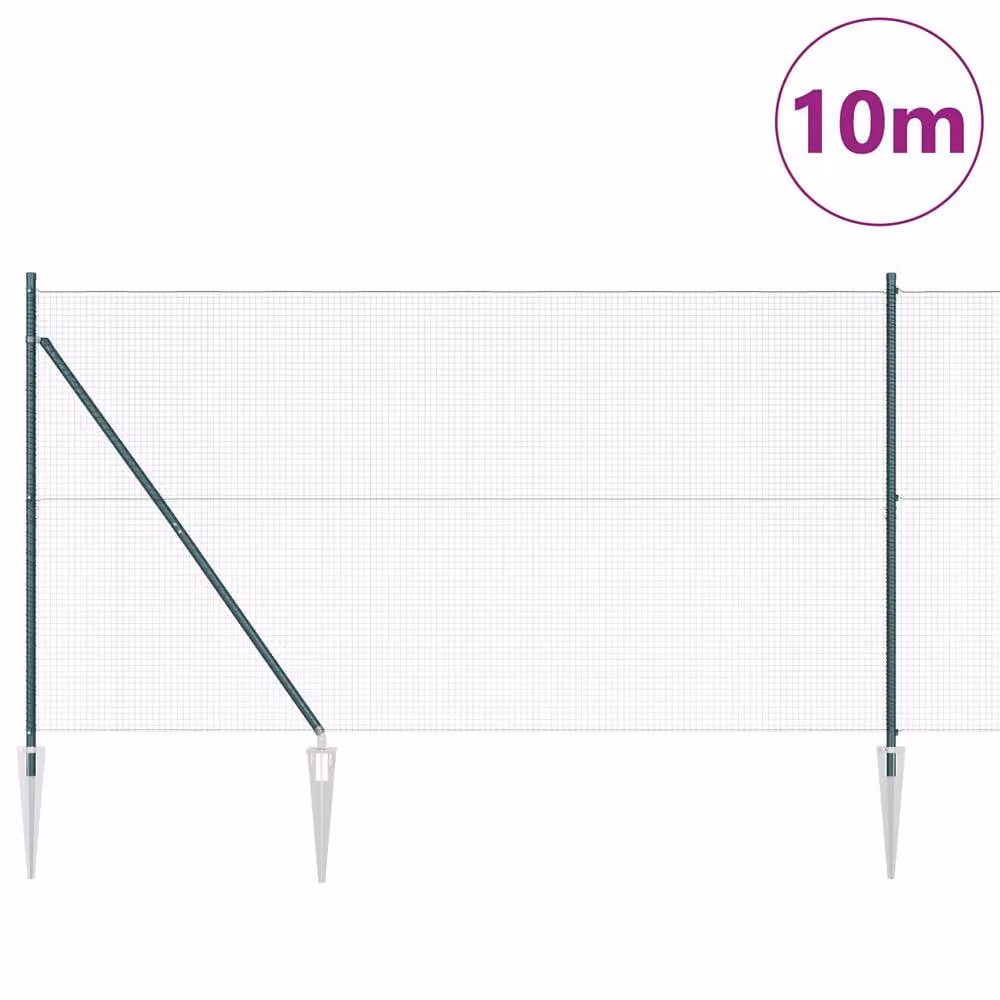 Berkfield Home Green Round Plastic Coated Steel Fence Post Set of 2 – 1