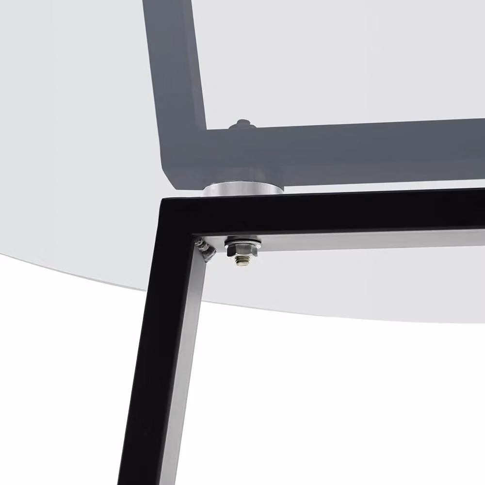 Living and Home Modern Round Tempered Glass Dining Table in Transparent – 4