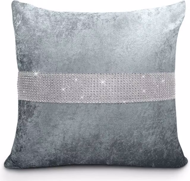 Intimates Grey Ombre Crushed Velvet Square Filled Cushion, W x D: 43 x 43 cm