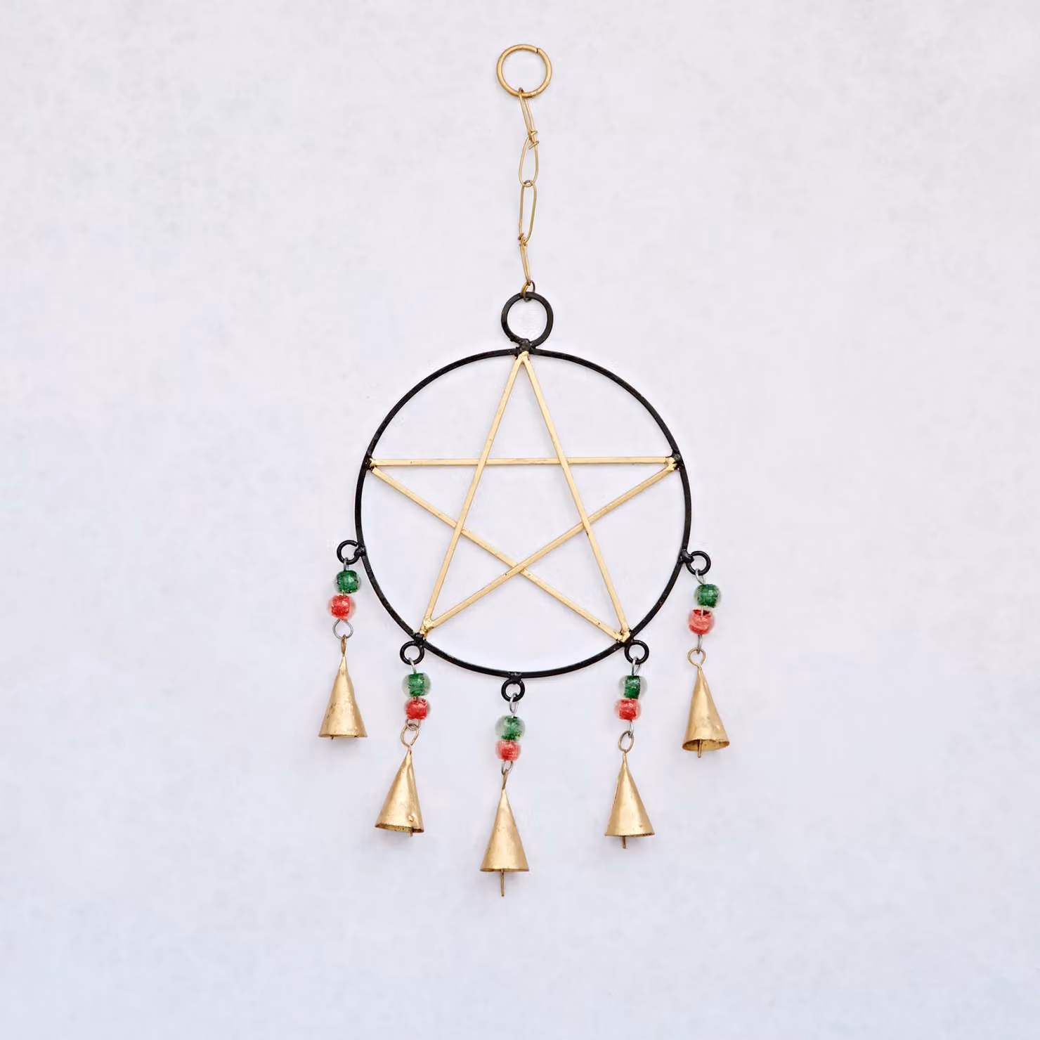 Paper High Star and Bells Wind Chime in Gold and Black – 3