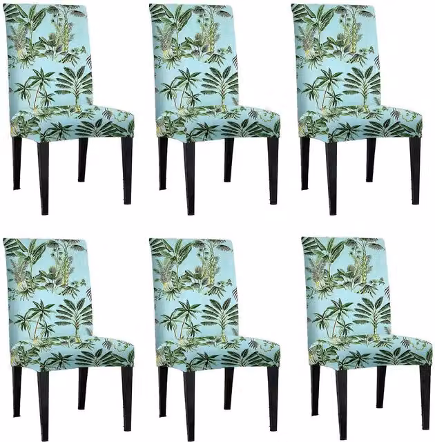 Roseley Floral Pattern 20 Removable Dining Chair Covers, Set of 6, Blue and Turquoise