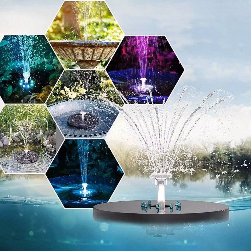 EONLION Solar Powered 8 LED Fountain Pump in Black – 3