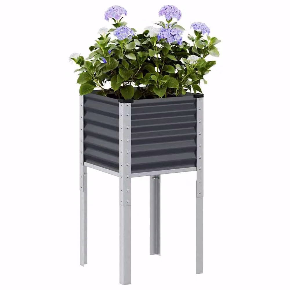 Berkfield Home Anthracite Steel Garden Planter in Dark Grey, W/D/H: 45 x 45 x 88 cm – 2