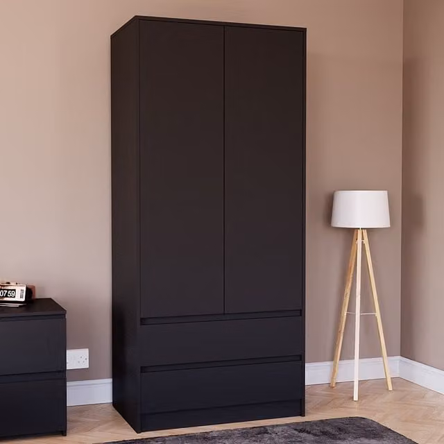 Vida Designs Denver 2 Door Wardrobe With Drawers in Black
