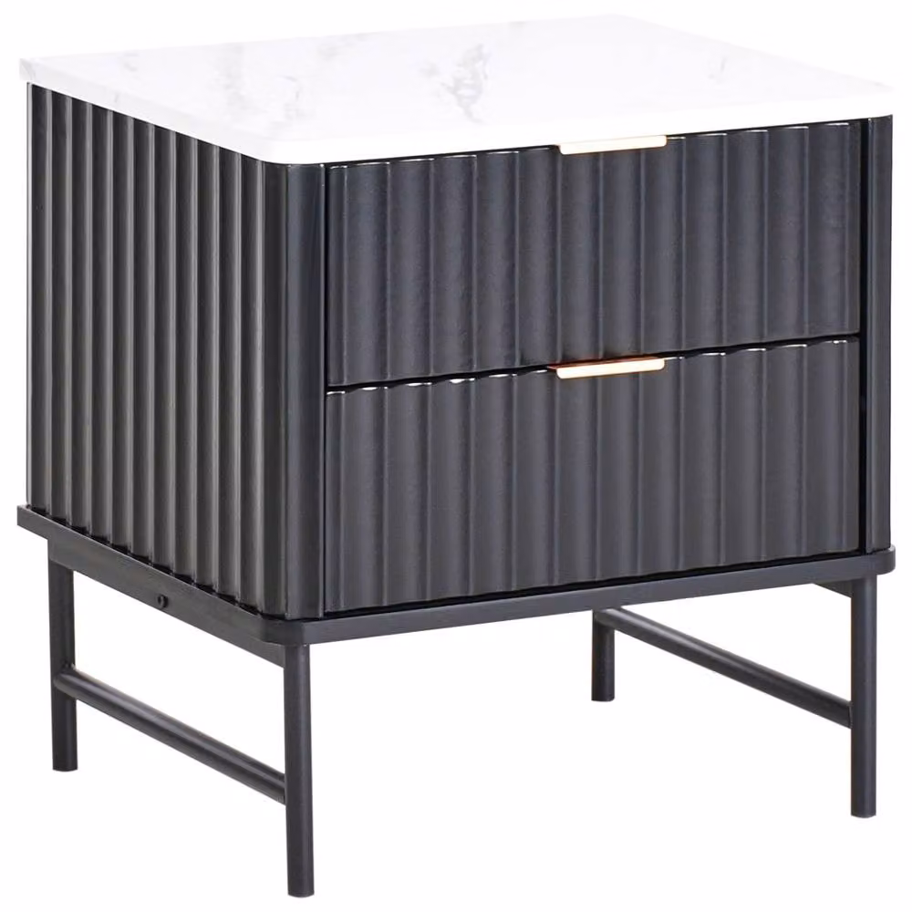 Wyld Haus Two-Drawer Bedside Table in Black with MDF and Metal Frame – 2