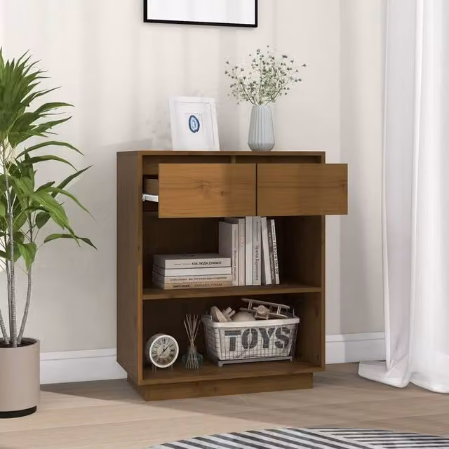 Berkfield Home Beautiful Console Cabinet in Honey Brown Solid Pine, W/D/H: 60 x 34 x 75 cm – 1
